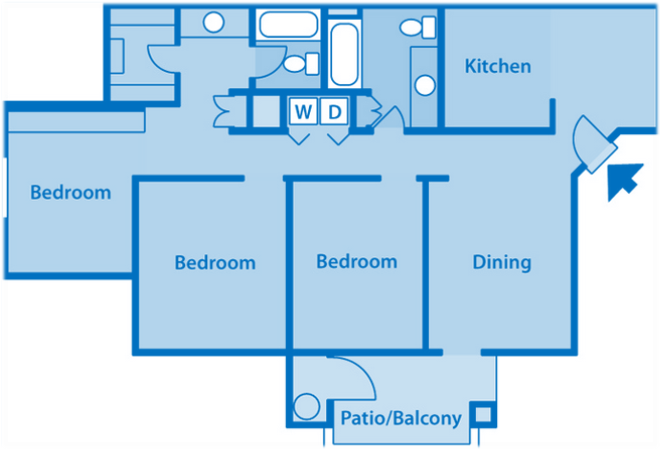 Estancia 3A Three Bedroom Floor Plan